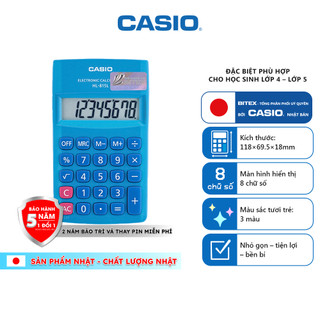 Máy Tính Bỏ Túi Casio HL-815L (8 Số) Chính Hãng - Mini Nhỏ Gọn Cho Học Sinh, Bán Hàng Tạp Hóa