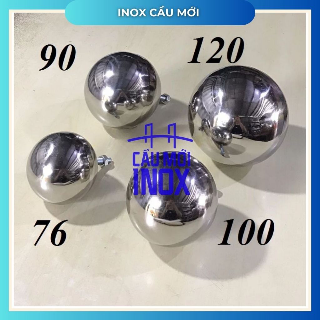 Quả cầu inox có ty 76mm - Trái cầu inox cầu thang phi 76mm - Trái châu inox 76mm chất lượng cao