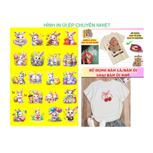 Hình in ủi nhiệt-hình thỏ ủi áo tại nhà bằng bàn là bàn ủi-theo yêu càu inbox shop
