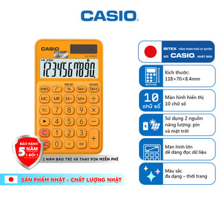 Máy Tính Bỏ Túi Casio SL-310UC (10 Số) Chính Hãng - Màu Pastel Trendy, Tích Hợp Tính Thuế TAX & Thời Gian
