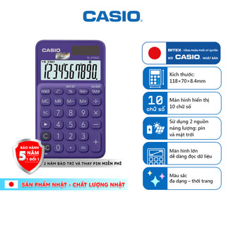 Máy Tính Bỏ Túi Casio SL-310UC (10 Số) Chính Hãng - Màu Pastel Trendy, Tích Hợp Tính Thuế TAX & Thời Gian