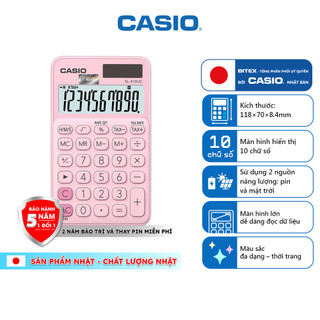 Máy Tính Bỏ Túi Casio SL-310UC (10 Số) Chính Hãng - Màu Pastel Trendy, Tích Hợp Tính Thuế TAX & Thời Gian