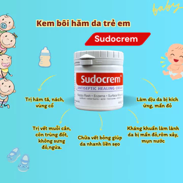 ( XỊN 2 TEM )Kem chống hăm Sudocream 60g, Kem hăm tã bỉm cho bé gây ngứa ngáy khó chịu ở trẻ thu nhỏ lỗ chân lông tgkids
