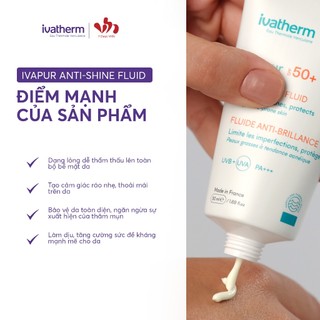 Kem chống nắng kiềm dầu Ivatherm IVAPUR Anti-Shine Fluid SPF50+ 50ml