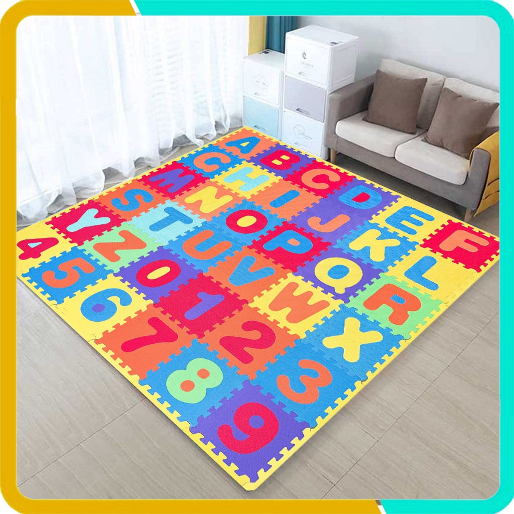 Thảm xốp cho bé 36 tấm (26 chữ cái + 10 chữ số)- Kích thước mỗi tấm 30x30x1cm-Nhiều màu lựa chọn