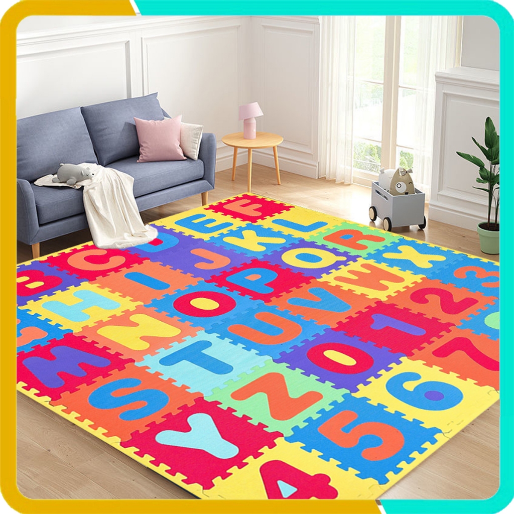 Thảm xốp cho bé 36 tấm (26 chữ cái + 10 chữ số)- Kích thước mỗi tấm 30x30x1cm-Nhiều màu lựa chọn