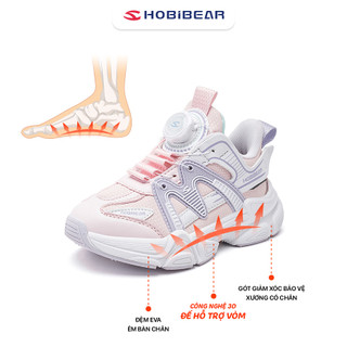 Giày trẻ em khóa xoay thời trang Hobibear GS8655G hồng pastel ngọt ngào dễ phối đồ