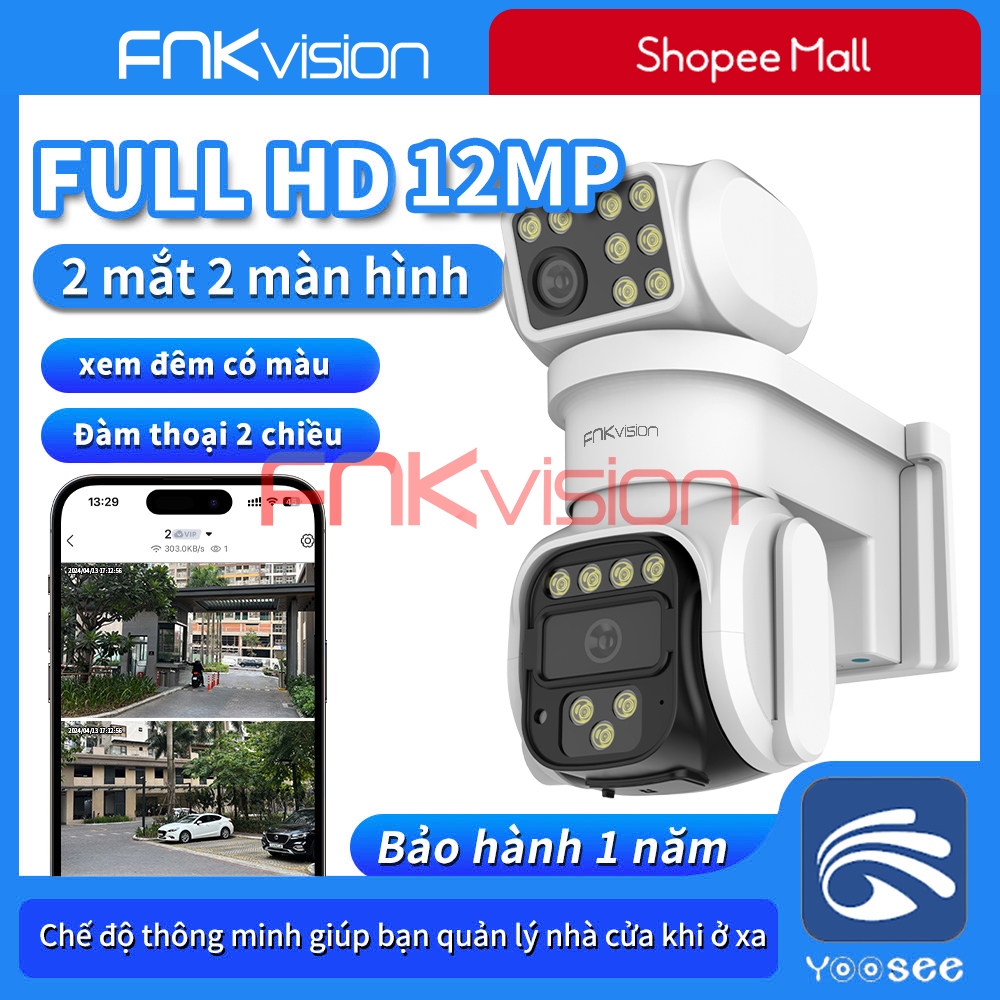 【Fnkvision】 CAMERA WIFI 2 MẮT CÙNG XOAY 360 YOOSEE D36XP12MP - SIÊU ...