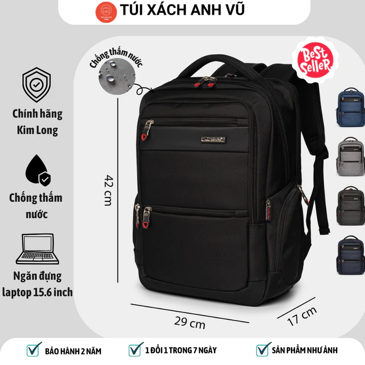 Balo Laptop Hãng Kim Long KL050 Mẫu Mới Balo Đi Học Balo Đi Làm Cho Nam Nữ Balo Sinh Viên Ngăn Đựng Laptop 15.6 inch