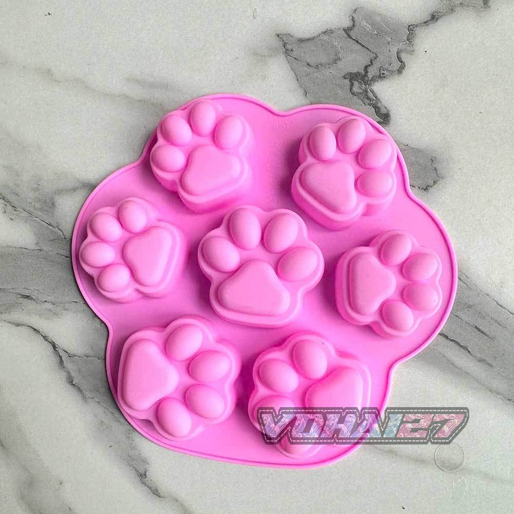 Khuôn Silicon 7 Chân Mèo 3D , Chân Chó Dễ Thương Làm Socola, Đậu Hũ Non, Thạch Rau câu, Pudding