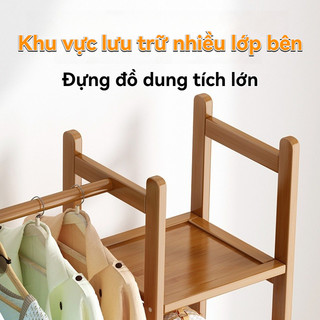 Giá treo quần áo tủ quần áo bằng gỗ có giá để đồ giá treo áo sàn tủ quần áo đứng móc treo phòng ngủ phòng khách
