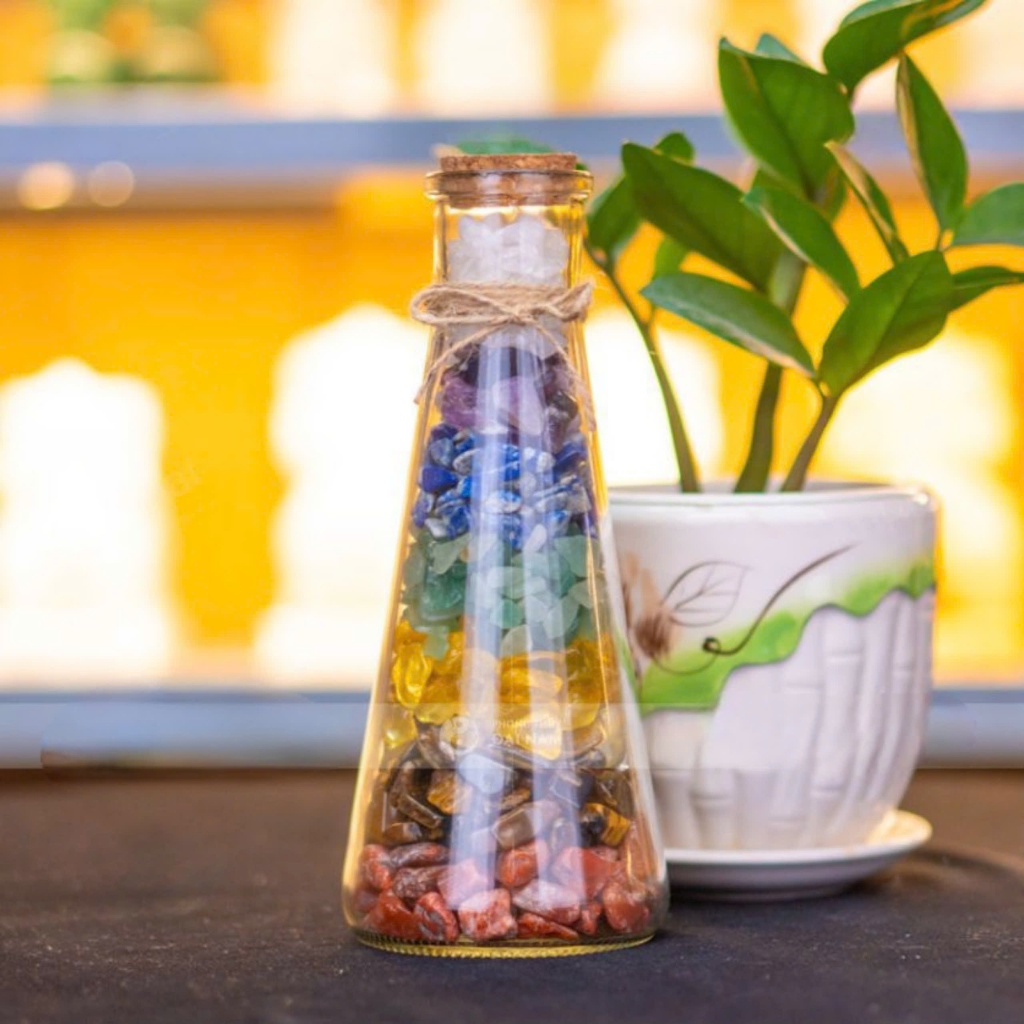 Lọ ước nguyện gồm 7loại đá quý tự nhiên,chakra riki, món quà dễ thương, thiền định, chữ a lành