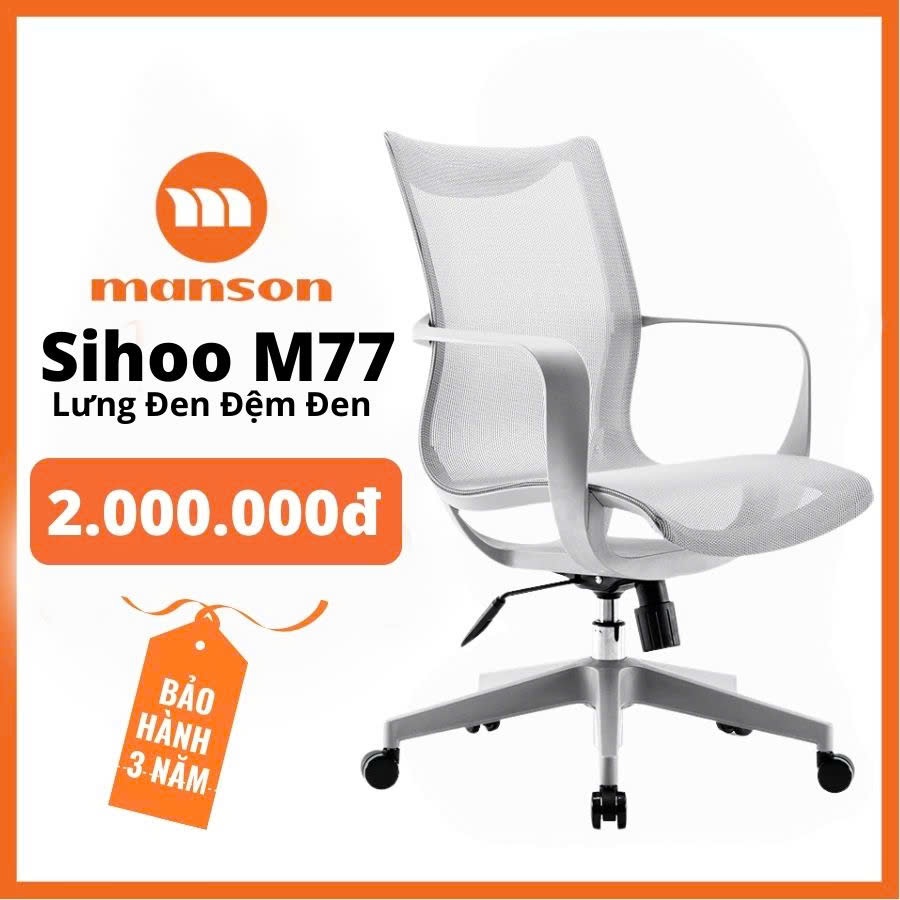 [Hoả Tốc 30 Phút Nhận Hàng] Ghế Sihoo M77 Xám, Đỏ - Thiết Kế Công Thái Học