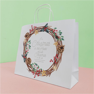 Túi giấy Kraft Trắng Noel Xmas Giáng Sinh - Size 36 x 30.5 x 12cm. Mã XMAS07T. COMBO 10 CÁI