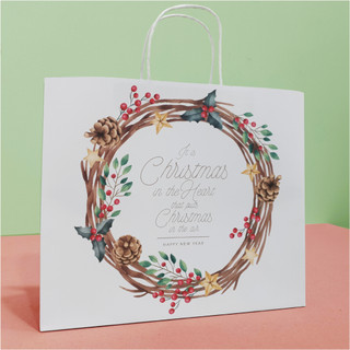Túi giấy Kraft Trắng Noel Xmas Giáng Sinh - Size 36 x 30.5 x 12cm. Mã XMAS07T. COMBO 10 CÁI