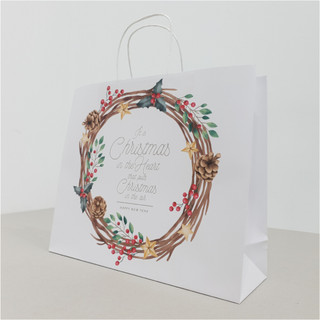 Túi giấy Kraft Trắng Noel Xmas Giáng Sinh - Size 36 x 30.5 x 12cm. Mã XMAS07T. COMBO 10 CÁI
