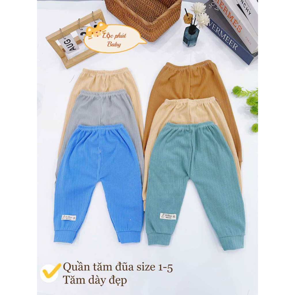 Combo 5 Quần Dài Chất Tăm Đũa Cho Bé - Đủ Size 3-18kg, Dày Dặn, Ấm Áp