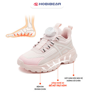Giày trẻ em Hobibear GS8662 có khóa xoay 2 chiều tiện dụng màu hồng đáng yêu