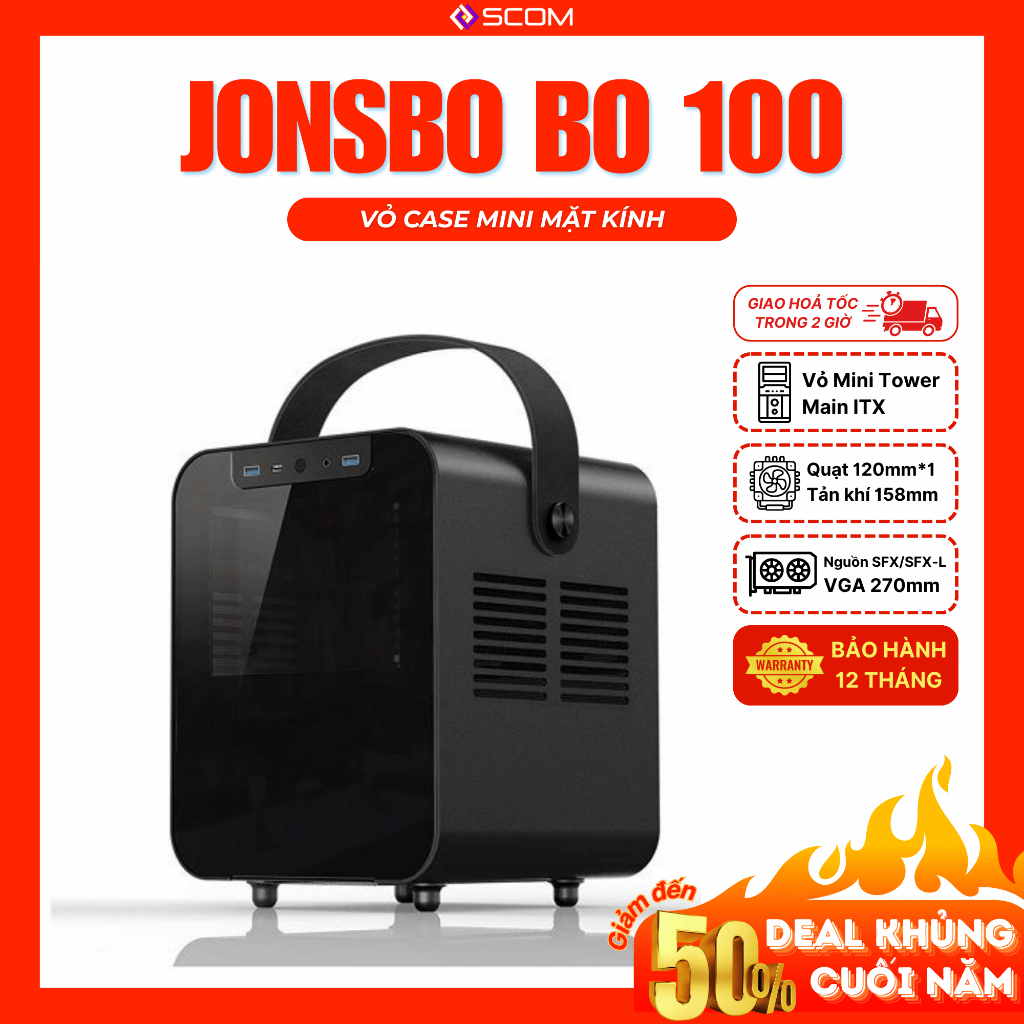 Vỏ case Mini Tower Jonsbo BO 100 Black - Vỏ case ITX để bàn mặt kính có ...
