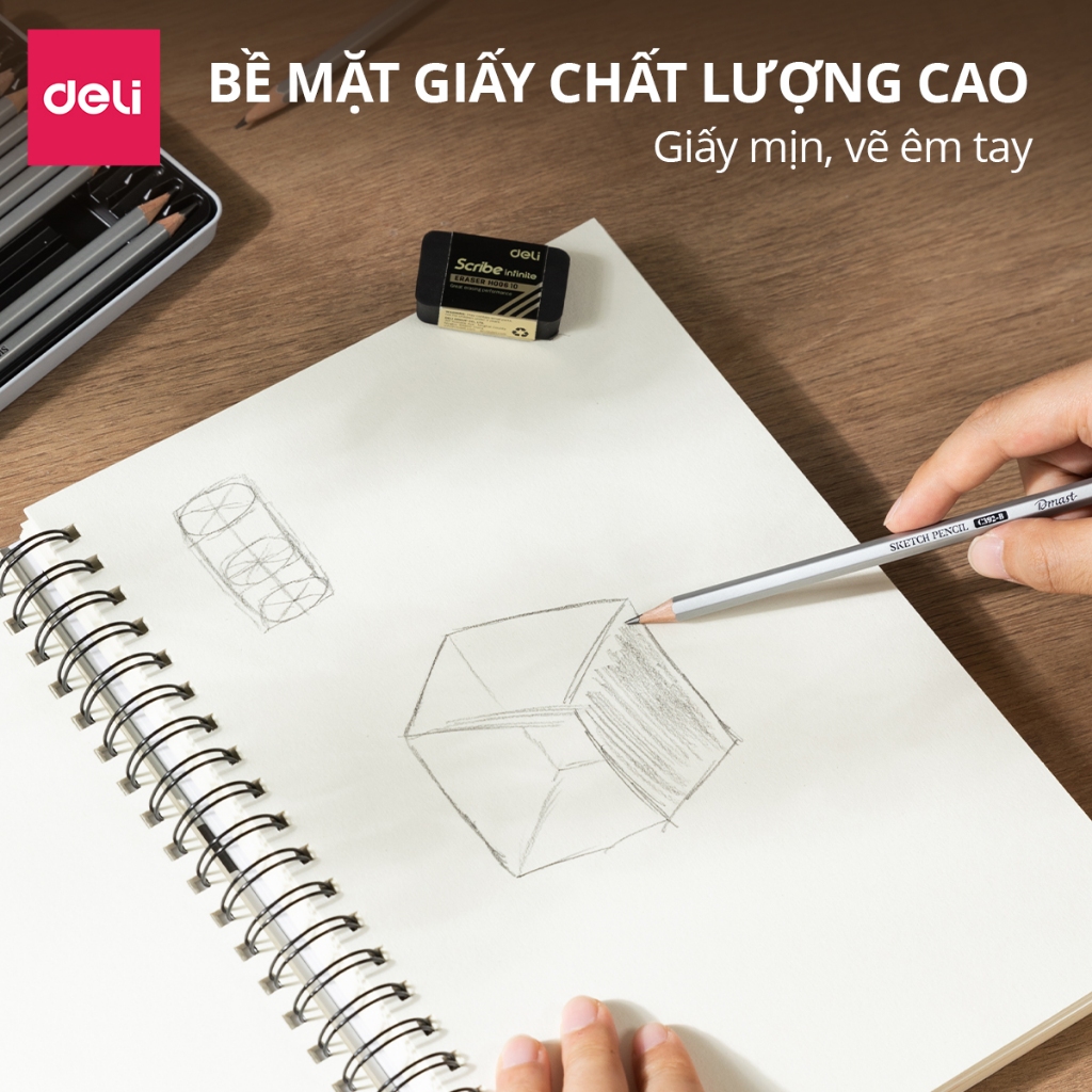 Sổ Vẽ Chuyên Dụng A3 A4 Dmast Cao Cấp Deli - 160/ 300gsm Vẽ Chì Phác Họa Sketchnote Màu Nước Cơ Bản Chuyên Nghiệp