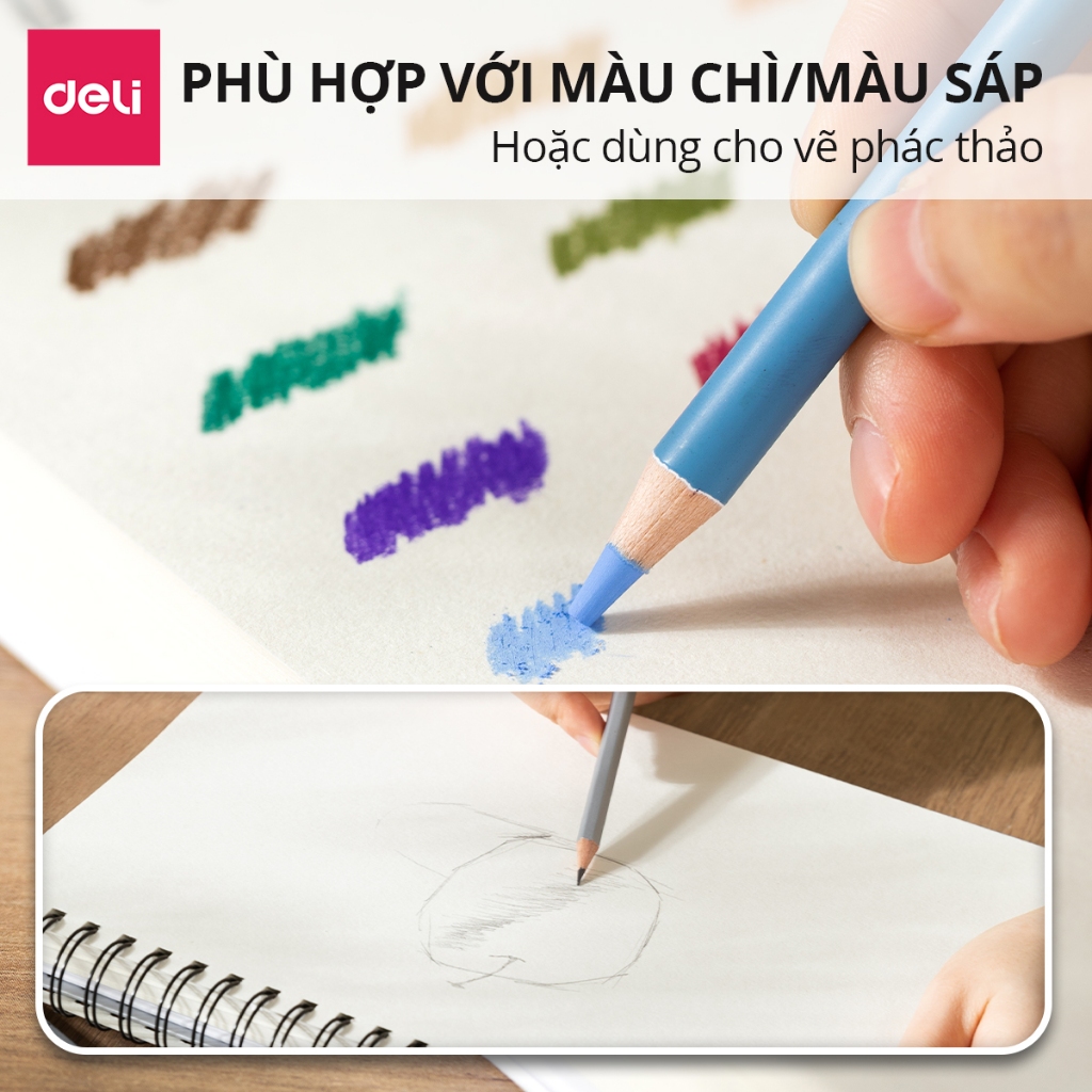 Sổ Vẽ Chuyên Dụng A3 A4 Dmast Cao Cấp Deli - 160/ 300gsm Vẽ Chì Phác Họa Sketchnote Màu Nước Cơ Bản Chuyên Nghiệp
