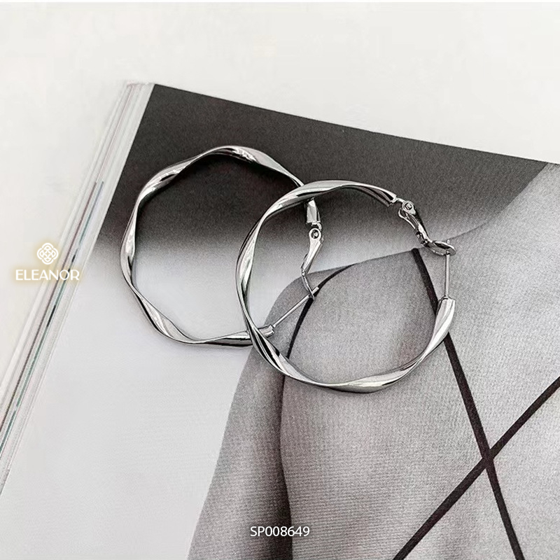 Bông tai nữ chuôi bạc 925 Eleanor Accessories viền xoắn phụ kiện trang sức khuyên tai basic 8649