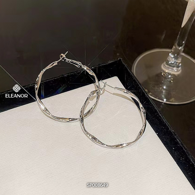Bông tai nữ chuôi bạc 925 Eleanor Accessories viền xoắn phụ kiện trang sức khuyên tai basic 8649