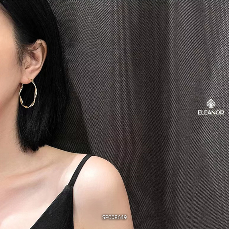 Bông tai nữ chuôi bạc 925 Eleanor Accessories viền xoắn phụ kiện trang sức khuyên tai basic 8649