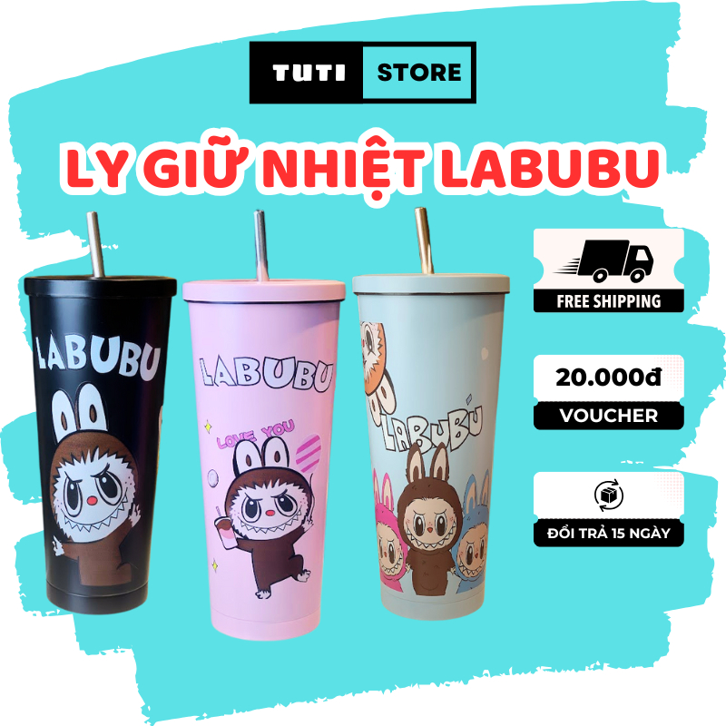 Ly giữ nhiệt LABUBU 750ml inox 304 cao cấp không gỉ, Ly uống nước inox ...