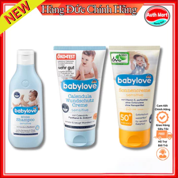 Kem Dưỡng Da, Kem Chống Nắng, Dầu Gội, Kem Chống Hăm, Phấn Rôm Babylove Dành Cho Siêu Nhạy Cảm-Hàng Đức Có Bill