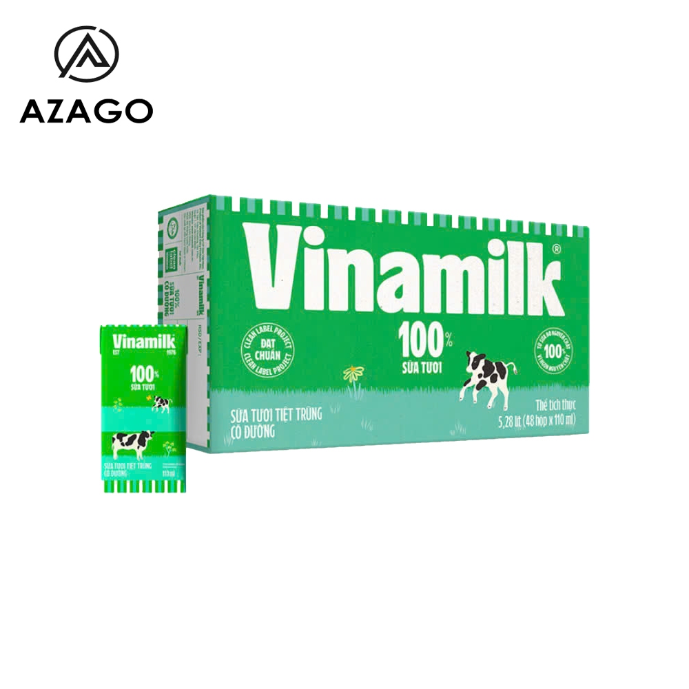 Thùng 48 hộp sữa tươi tiệt trùng Vinamilk có đường 110ml (từ 1 tuổi ...