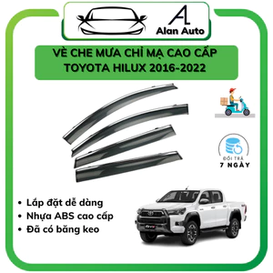 Bộ vè che mưa chỉ mạ xe Toyota Hilux Revo 2016-2022, Chất liệu nhựa abs viền mạ crom cao cấp