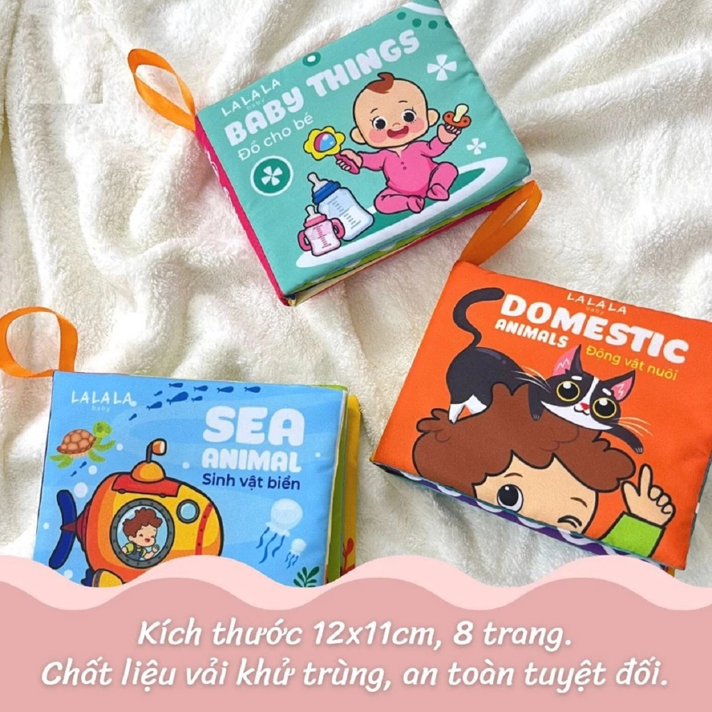 Ảnh Sách Vải Cho Bé Sơ Sinh Lalababy, An Toàn Tuyệt Đối Cho Bé, Kích Thước 12x11cm, 8 Mặt Sột Soạt 3