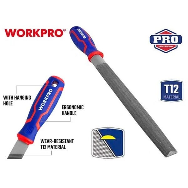 Giũa bán nguyệt WORKPRO kích thước 200mm (8 inch) WP251003 / 250mm (10 inch) WP251004 - Hàng chuẩn chính hãng
