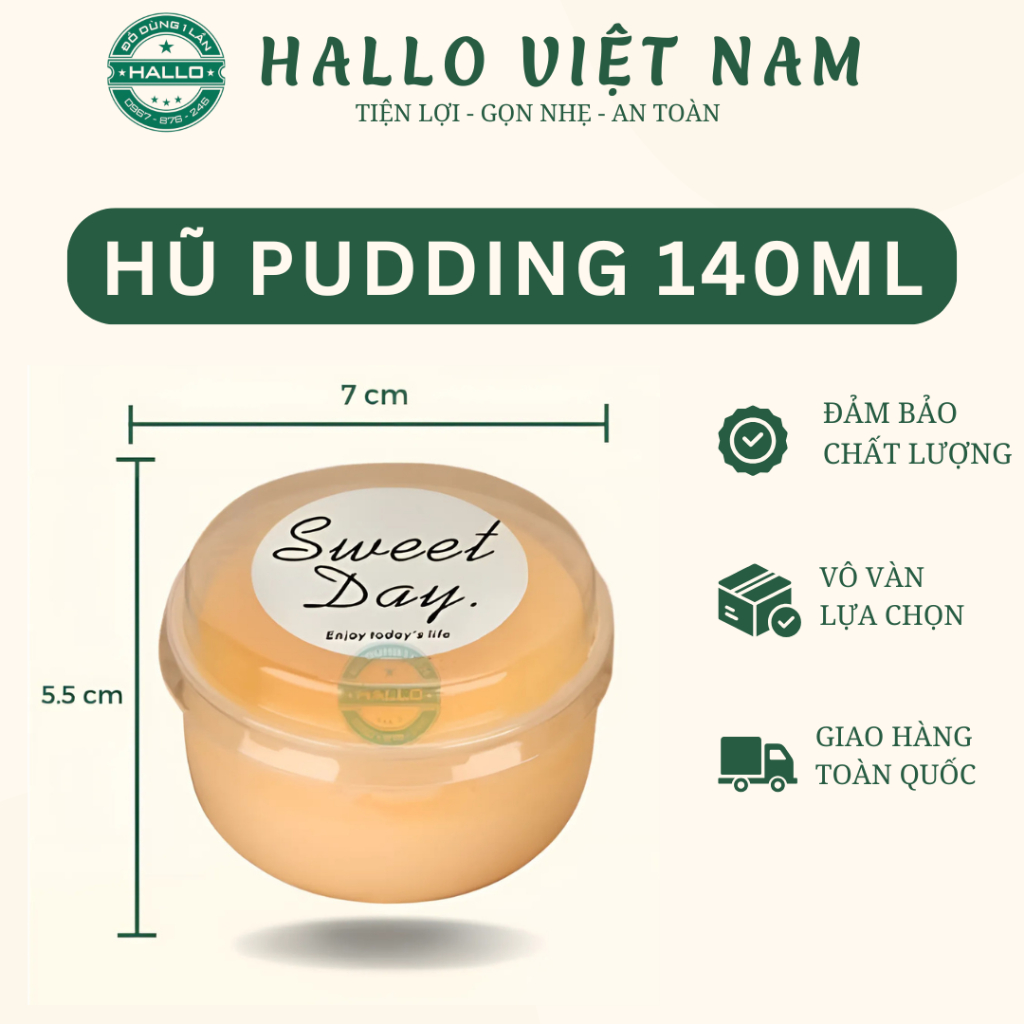 Hộp pudding 140ml - Hộp nhựa chịu được nhiệt đựng pudding, bánh flan ...