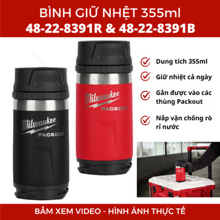 Bình Giữ Nhiệt Packout 12Oz (355ml) Milwaukee 48-22-8391 giữ nóng lạnh cả ngày, nhỏ gọn tiện lợi