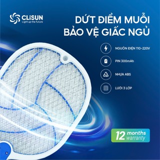 Vợt Bắt Muỗi Tiện Lợi CLISUN | Vợt Muỗi Thông Minh VM06 Trọng Lượng Nhẹ Pin Bền Bỉ 3 Lớp Chống Giật