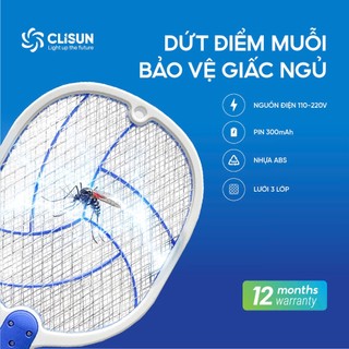 Vợt Bắt Muỗi Tiện Lợi CLISUN | Vợt Muỗi Thông Minh VM06 Trọng Lượng Nhẹ Pin Bền Bỉ 3 Lớp Chống Giật