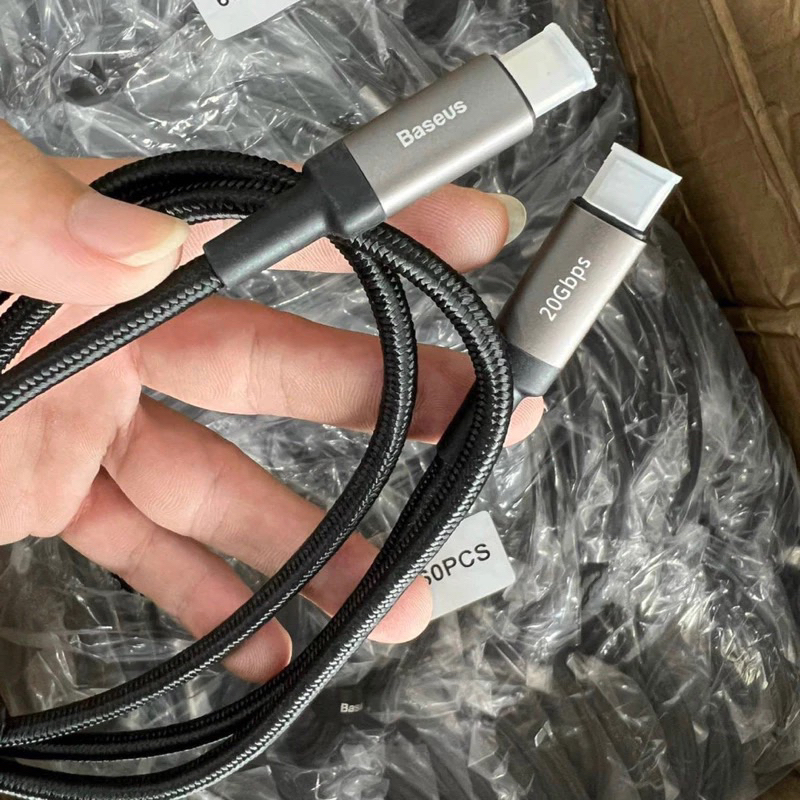 Cáp bọc dù C to C Baseus sạc nhanh 240w, truyền dữ liệu tốc độ cao