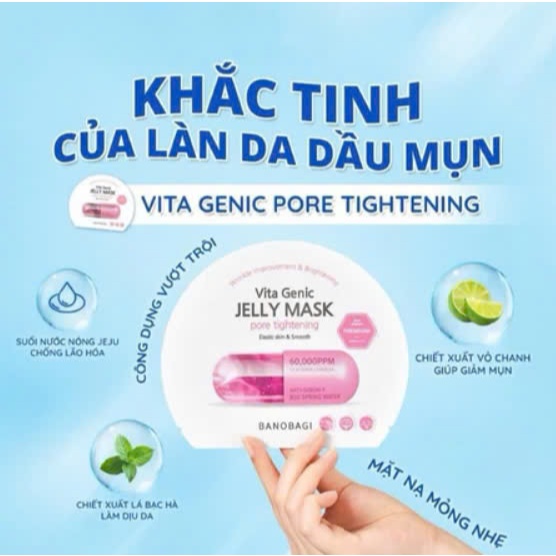 Mặt Nạ Dưỡng Da BANOBAGI PREMIUM Vita Genic Jelly Mask Pore Tighteing 30ml (Anti - Sebum P-Hồng)