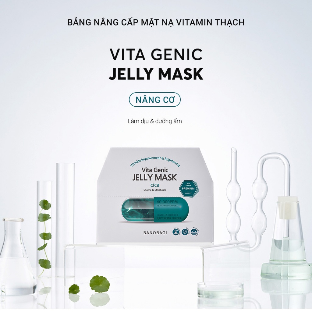 Mặt Nạ Dưỡng Da BANOBAGI PREMIUM Vita Genic Jelly Mask Cica 30ml (Xanh Ngọc) Phục Hồi Da, Kháng Khuẩn Kháng Viêm