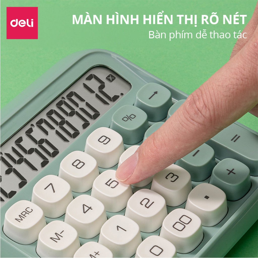 [BẢO HÀNH 3 NĂM] Máy Tính Để Bàn 12 Số Thiết Kế Mới Deli - Máy Tính Cầm Tay Màn Hình LCD Chất Lượng Cao
