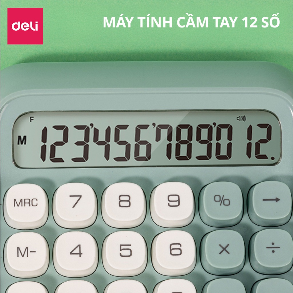 [BẢO HÀNH 3 NĂM] Máy Tính Để Bàn 12 Số Thiết Kế Mới Deli - Máy Tính Cầm Tay Màn Hình LCD Chất Lượng Cao