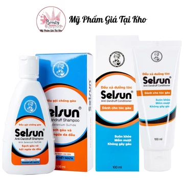 Bộ sản phẩm chống gàu Selsun (Dầu gội chống gàu Selsun 100ml + Dầu xã dưỡng tóc Selsun 100ml)