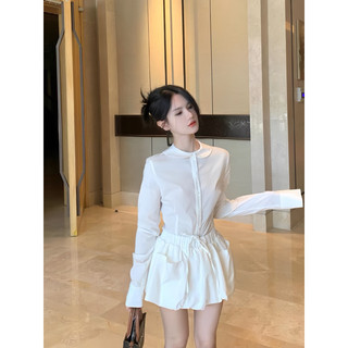 Le rouge | Aya set áo sơ mi chân váy bí cổ tròn