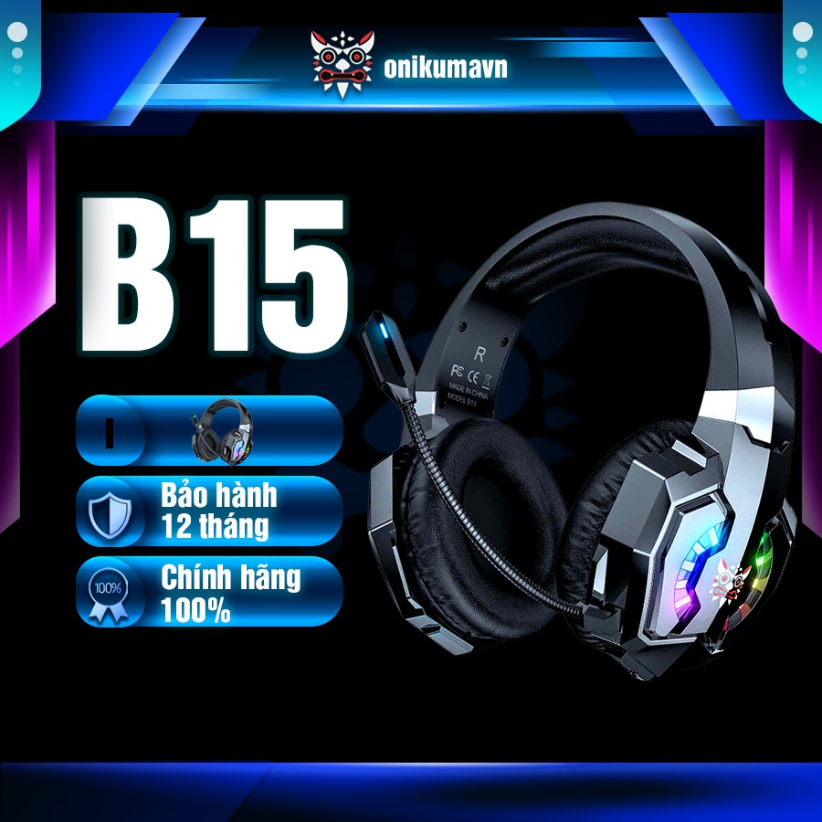 Tai Nghe Gaming Ba Chế Độ ONIKUMA B15 2.4G/Bluetooth 5.3/Có Dây, Micrô Khử Tiếng Ồn, Âm Thanh HiFi