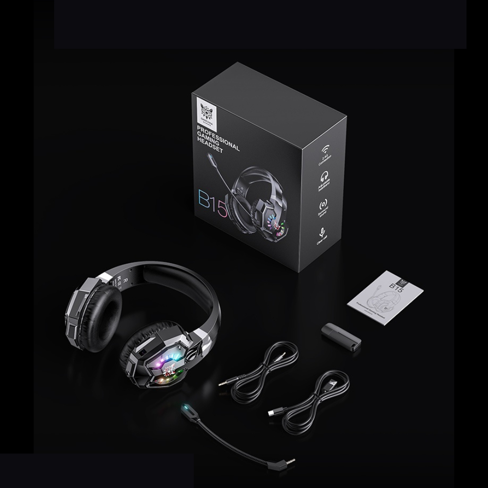 Tai Nghe Gaming Ba Chế Độ ONIKUMA B15 2.4G/Bluetooth 5.3/Có Dây, Micrô Khử Tiếng Ồn, Âm Thanh HiFi