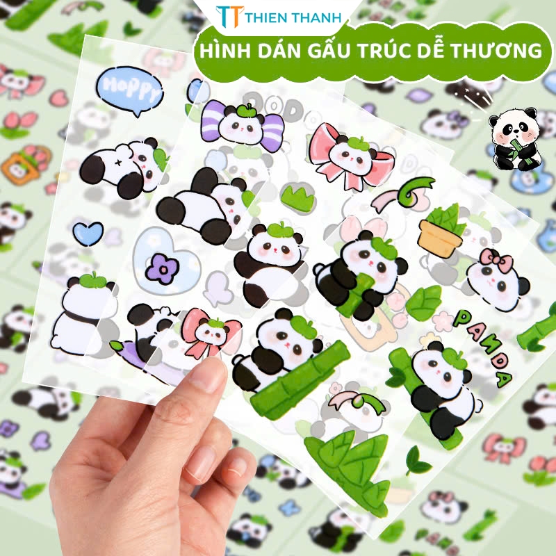 Hình Dán Gấu Trúc Sticker Gấu Trúc Dễ Thương Không Thấm Nước Trang Trí Đồ Vật Quà Tặng Dễ Thương