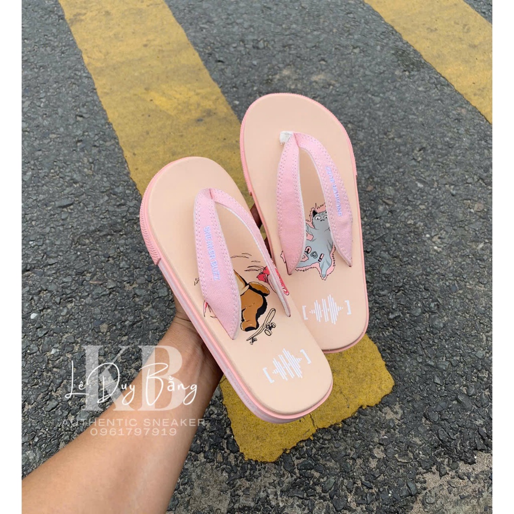 [ Chính Hãng ] - Dép Sneaker Buzz Nude Quai Hồng Logo Mr Buzz | Shopee ...