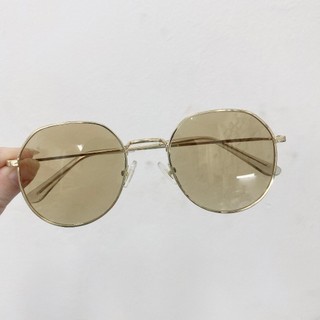Kính Đổi Màu Sẵn 0 Độ - Gọng Kim Loại Mắt Tròn Phong Cách Hàn Quốc Chống Bụi Chống Nắng